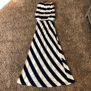 Navy striped maxi dress